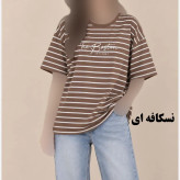 تیشرت باکسی رینگی نخ پنبه زنانه و دخترانه فری سایز مناسب تا سایز 50