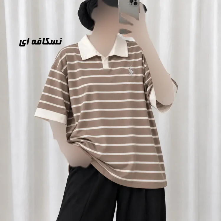 تیشرت باکسی پولوشرت نخ پنبه زنانه فری سایز دکمه دار
