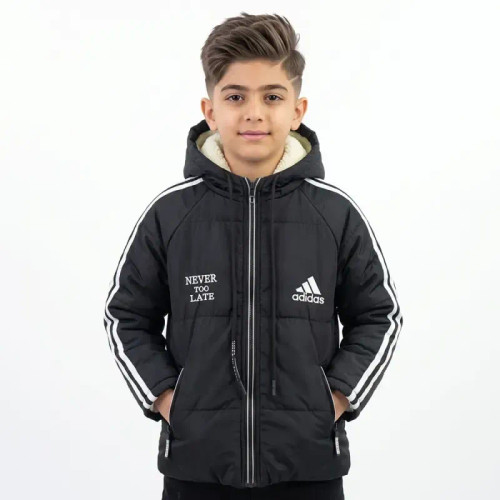 کاپشن پسرانه ADIDAS مشکی شمعی پاییزه و زمستانه